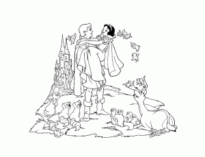 coloriage-blanche-neige-prince-charmant-nains-3