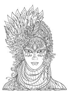 Joli masque du Carnaval de Venise avec des plumes