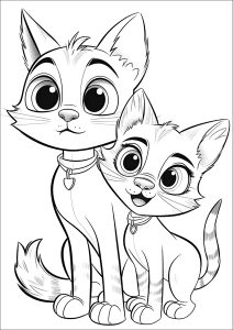 Deux jolis chats dessinés avec le style Disney - Pixar