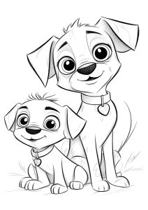 Deux chiens souriants (style Disney - Pixar)