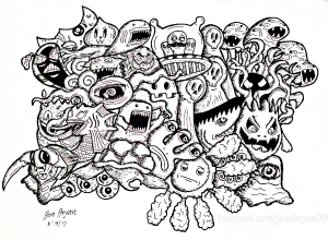 coloriage-complexe-adulte-doodle-monstres-par-bon-arts-gratuit-a-imprimer