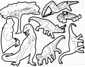 Plusieurs races de dinos à colorier