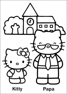 Hello Kitty et son papa à colorier