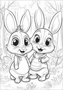 Deux petits lapins dans la forêt - 1