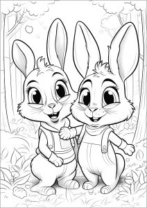 Deux petits lapins dans la forêt - 2
