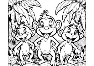 Trois jeunes singes