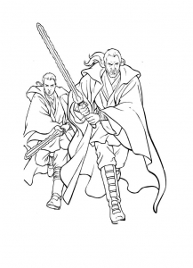 Qui Gon Jinn, Obi Wan Kenobi et leurs sabres laser