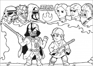 Luke vs Dark Vador et autres personnages de la Saga