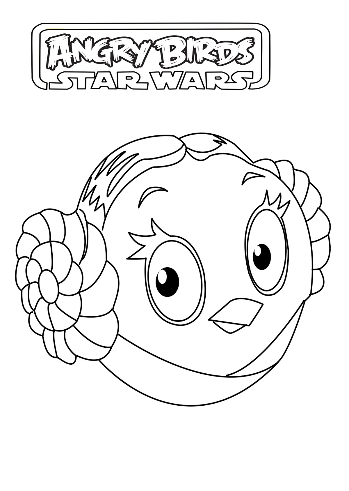 Coloriage de la Princesse Leila revue par Angry Birds Star Wars