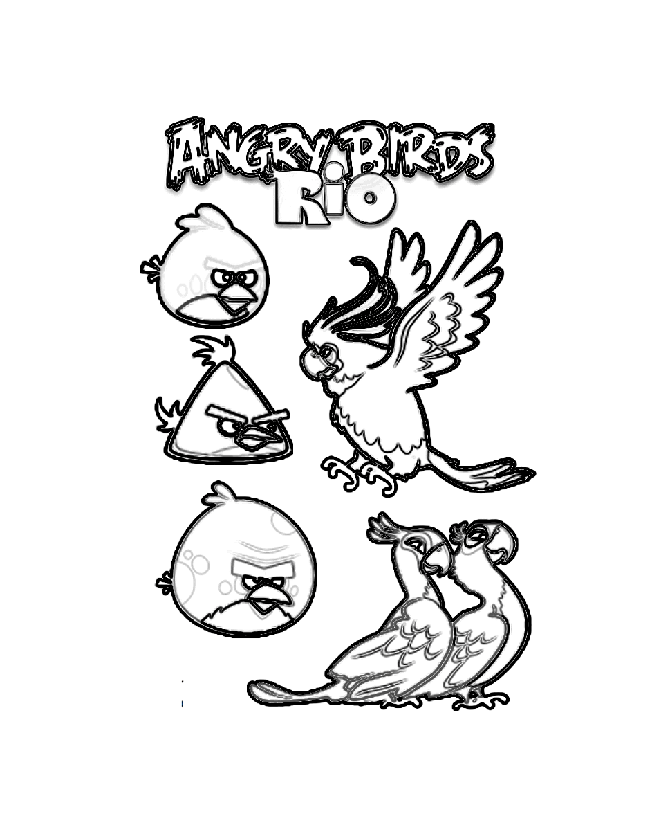 Simple coloriage de Angry birds pour enfants