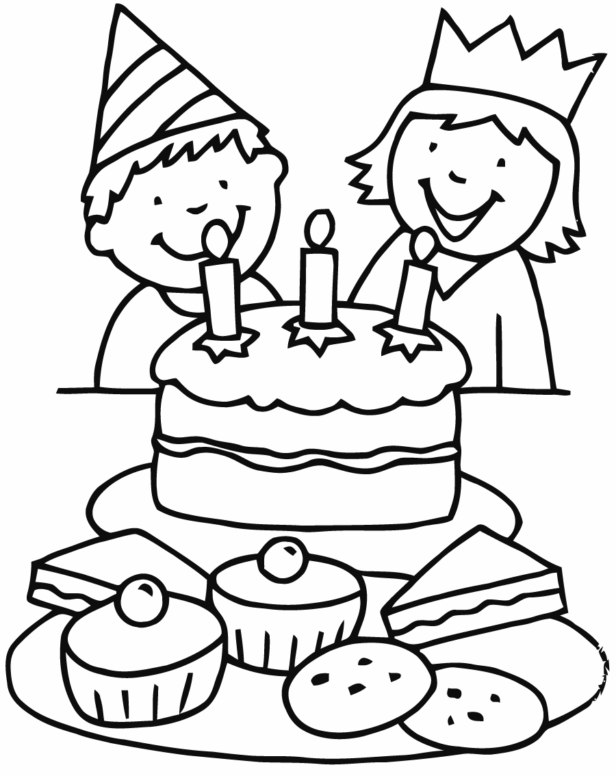 Simple dessin d une fªte d anniversaire   imprimer et colorier