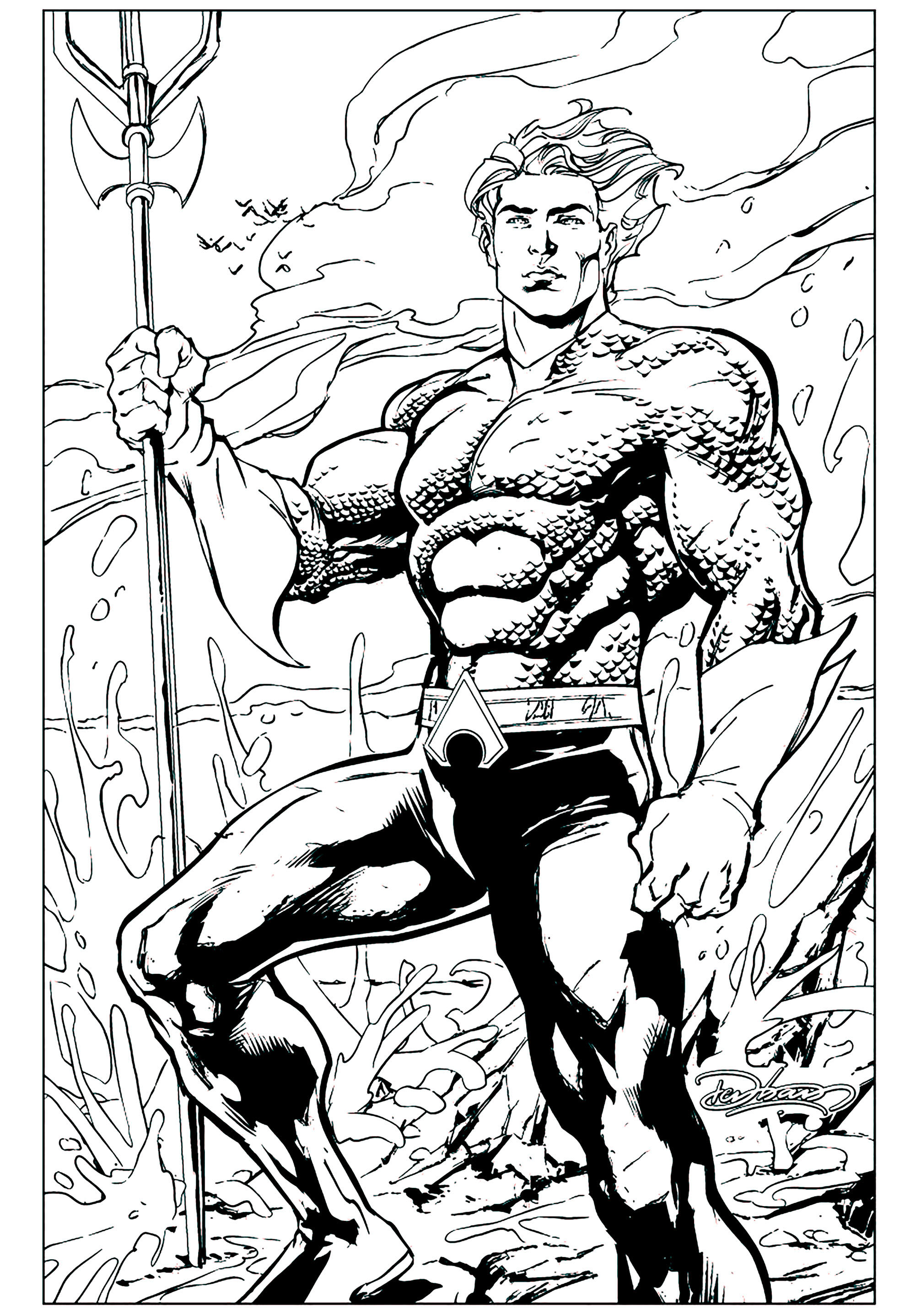 Image de Aquaman à imprimer et colorier - Coloriage Aquaman