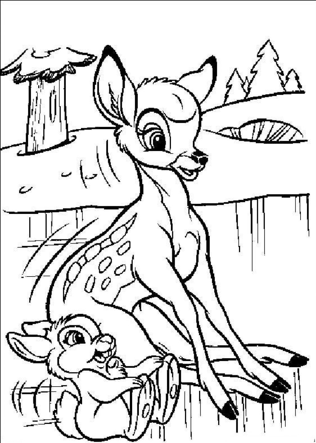 Joli coloriage simple de Bambi pour les plus petits