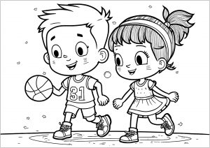 Enfants jouant au basketball