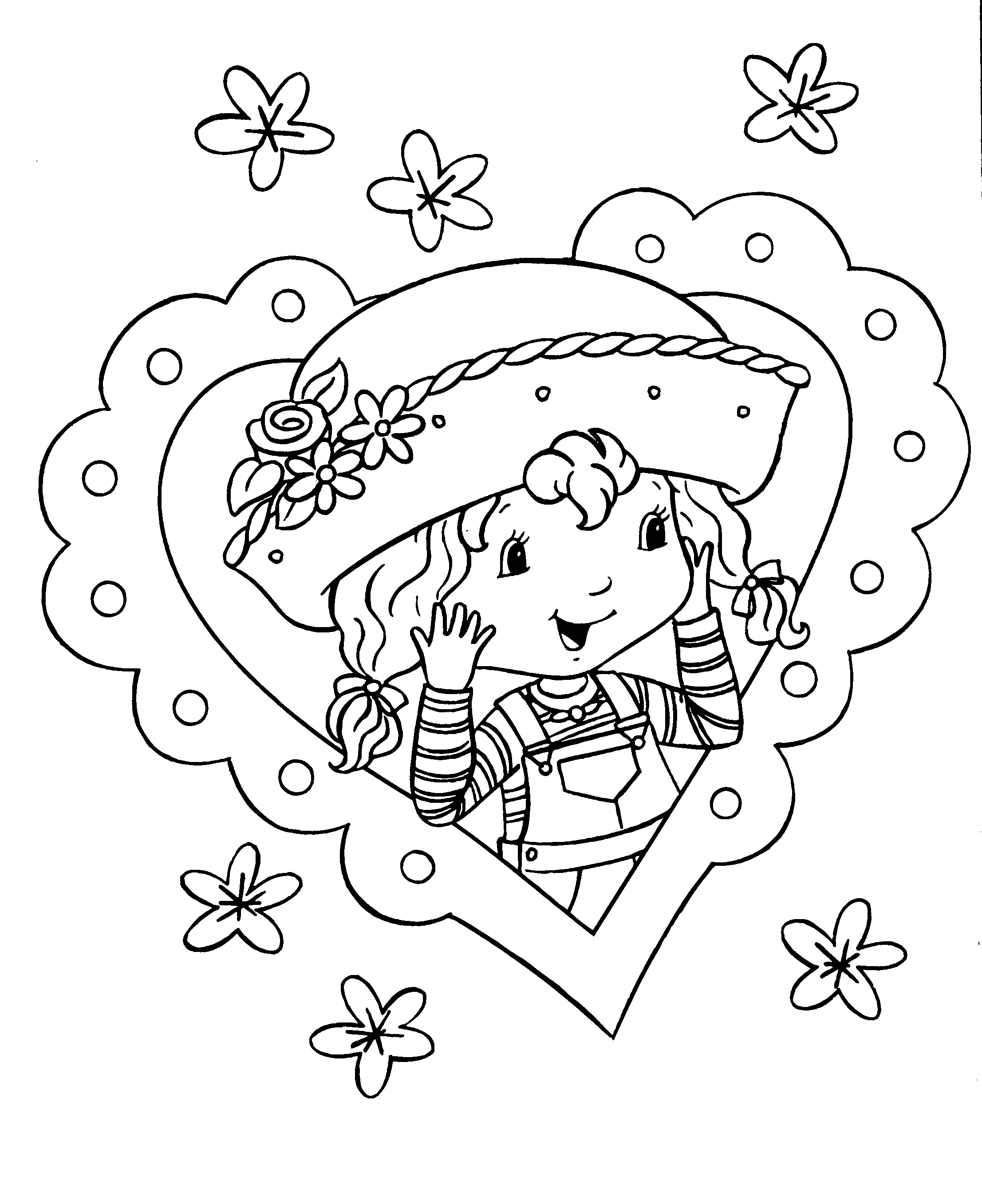 Belle image de Charlotte aux fraises à imprimer, avec un coeur