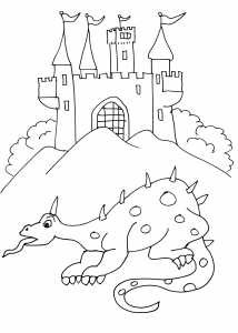 Image de chevaliers et dragons à télécharger et colorier
