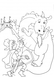 Coloriage de chevaliers et dragons à colorier pour enfants