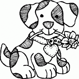 Coloriage de chien avec fleurs