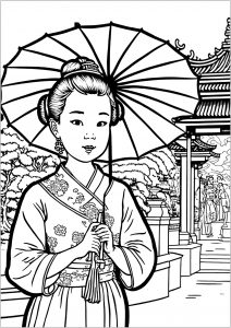 Jeune chinoise à l'ombrelle