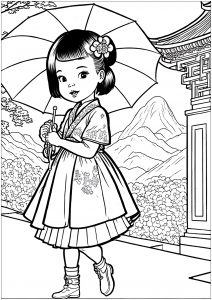 Petite chinoise à l'ombrelle