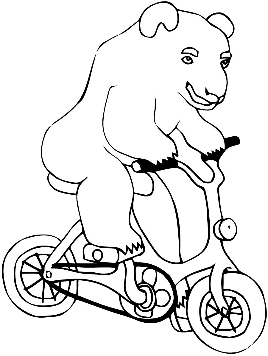 Ours à vélo à colorier