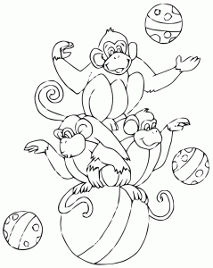 Coloriage cirque singes