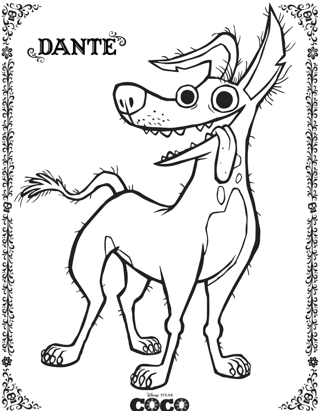 Joli coloriage de Coco simple pour enfants : Dante
