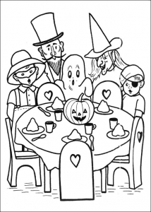 Coloriage d'Halloween avec fantômes