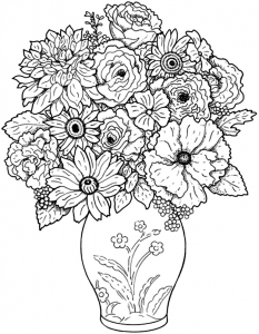 coloriage-difficile-bouquet