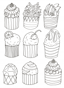 coloriage-pour-adulte-simple-cup-cakes