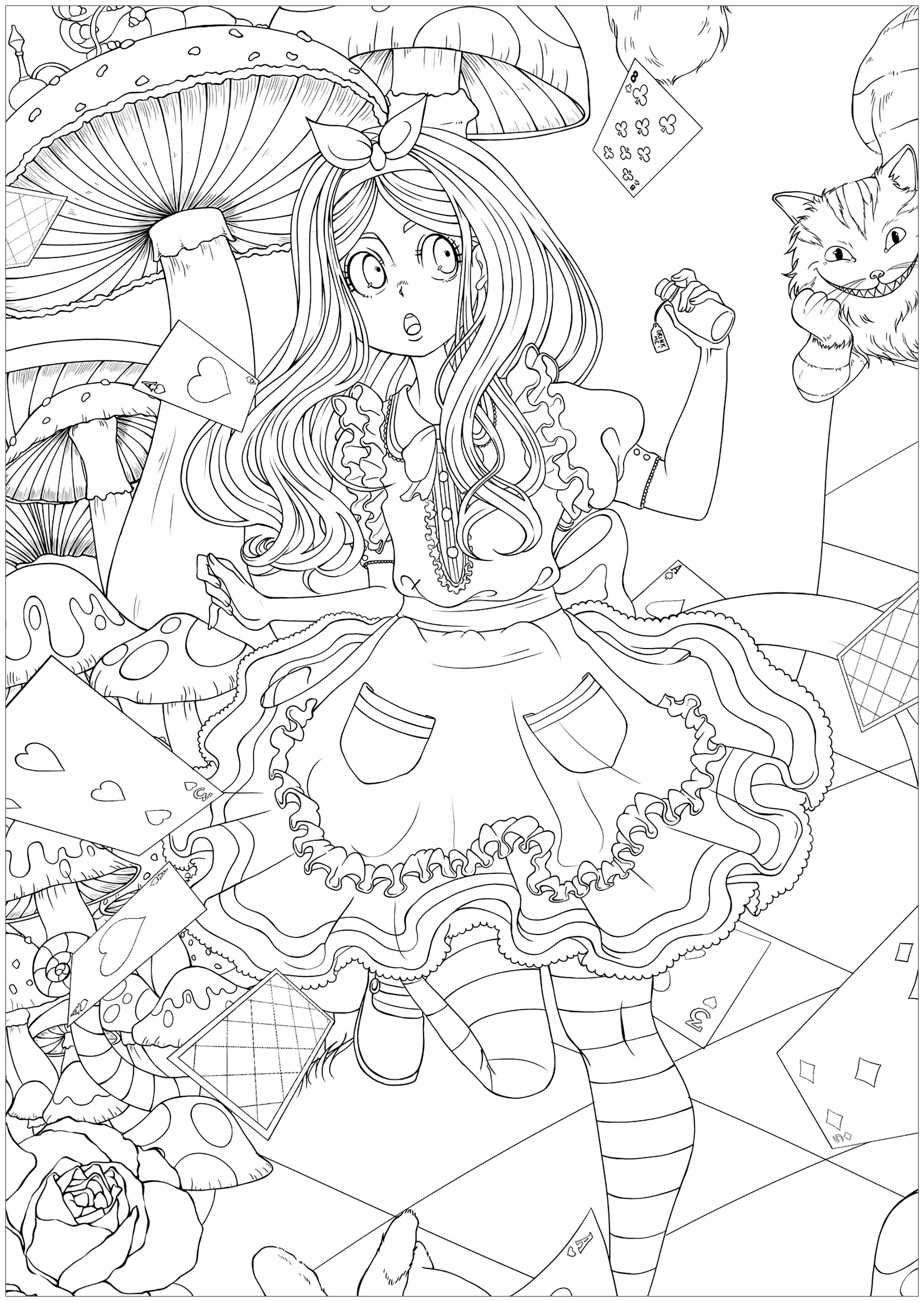 Alice Au Pays Des Merveilles Version 2 Coloriage Disney Coloriages Pour Enfants