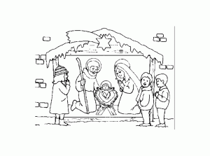 Image de Crèche de Noël à imprimer et colorier