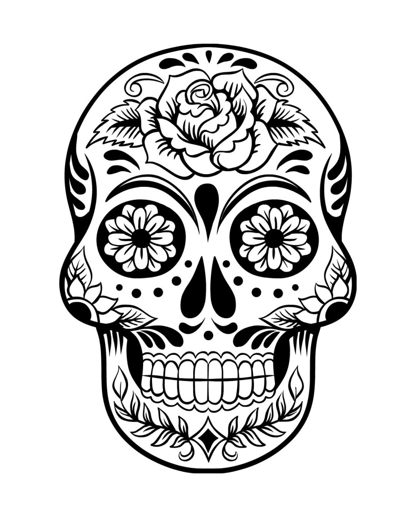 Crâne Día de los Muertos à imprimer et colorier