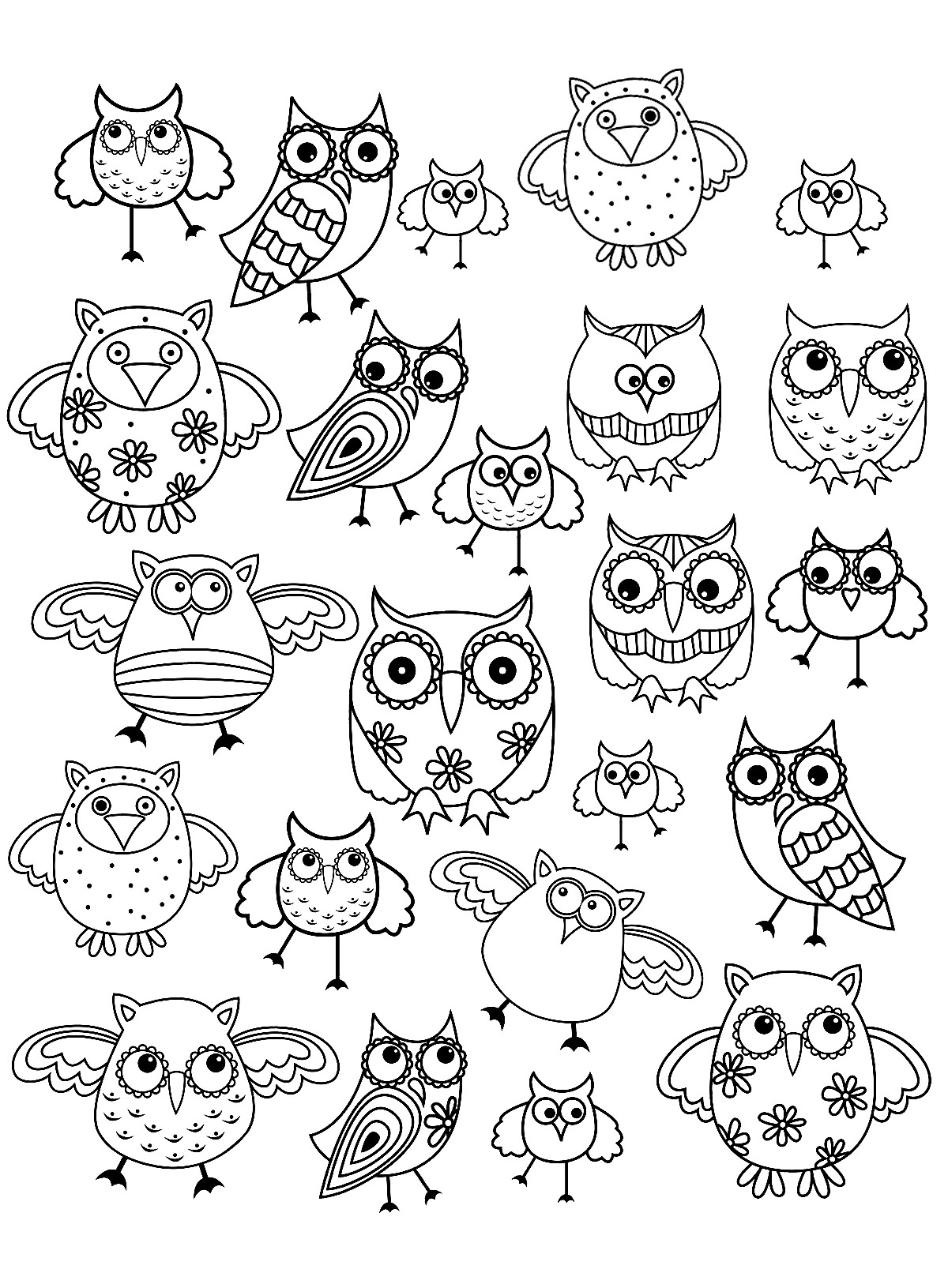 Doodle Simple Hibou Coloriage Doodle Art Coloriages Pour Enfants