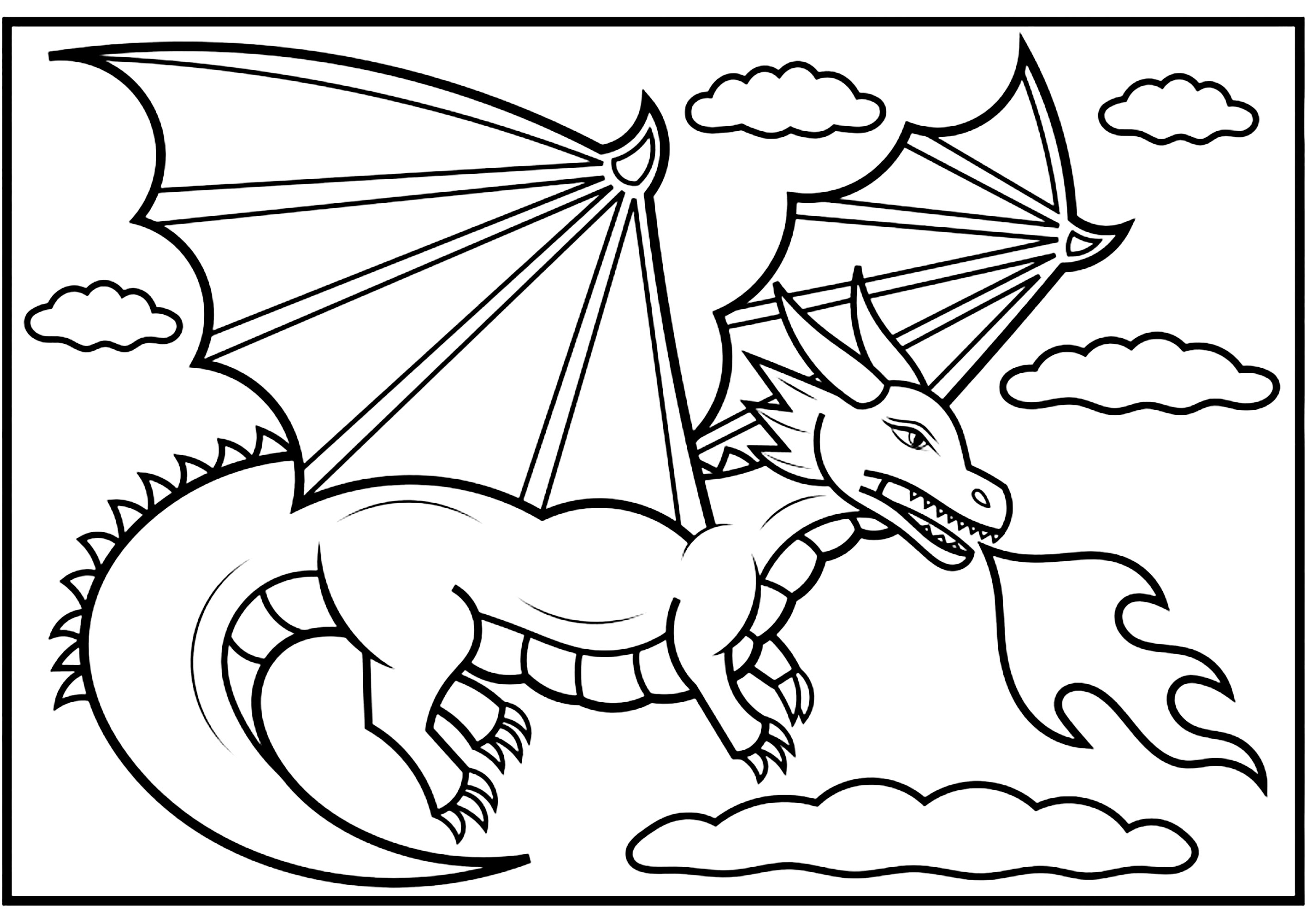 Dragon cracheur de feu - Coloriage Dragons pour enfants