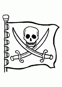 Coloriage drapeau pirate tete de mort