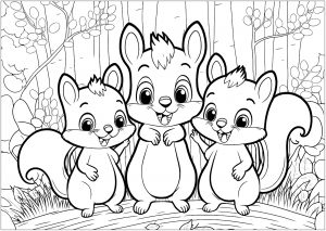 Trois petits écureuils rigolos