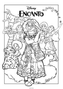 Coloriage d'Encanto : Mirabel Madrigal et les autres personnages du film