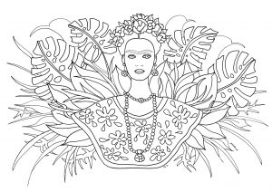Frida Kahlo et feuilles