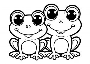 Coloriage deux jolies grenouilles