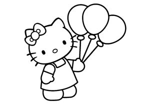 Hello Kitty avec trois ballons