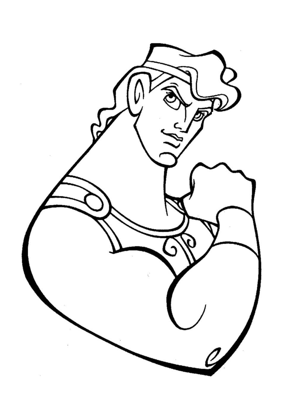 Coloriage d Hercule montrant ses gros biceps
