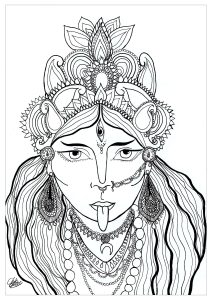 Coloring page of the goddess Kali