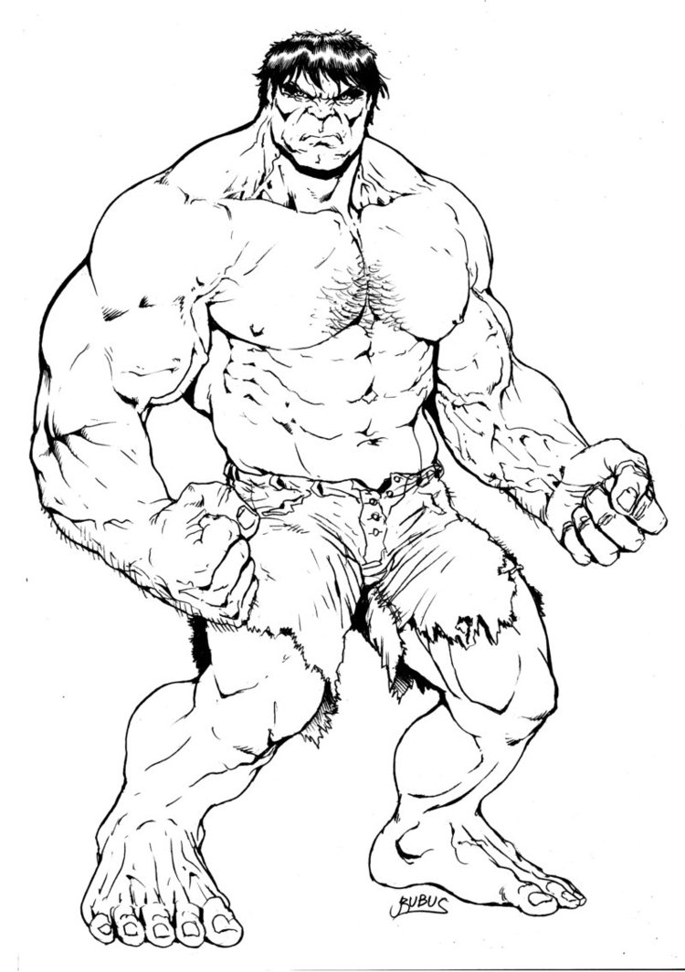 Simple coloriage de Hulk pour enfants