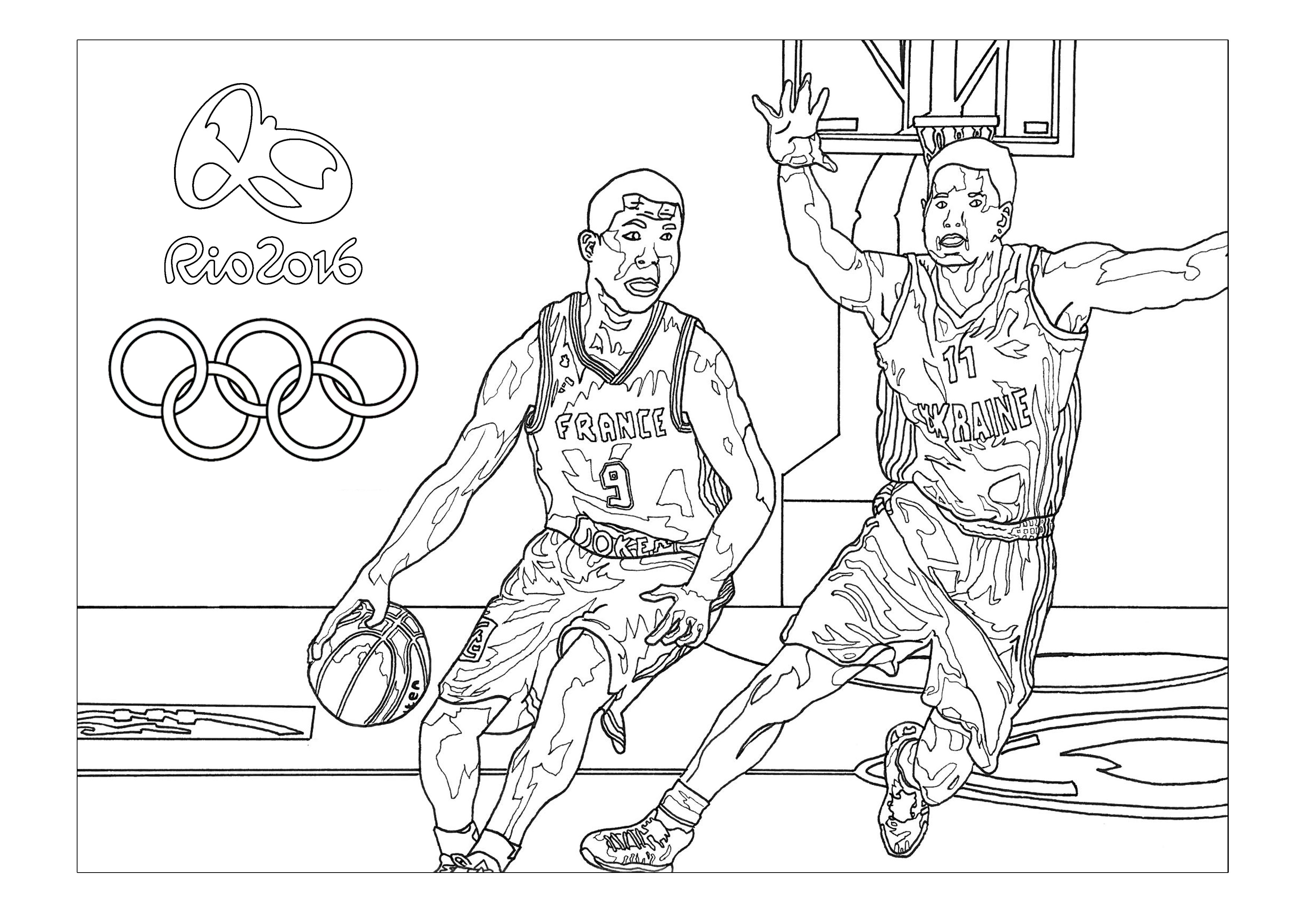 Coloriage Jeux Olympiques Rio 2016 : Basketball. Par Sofian