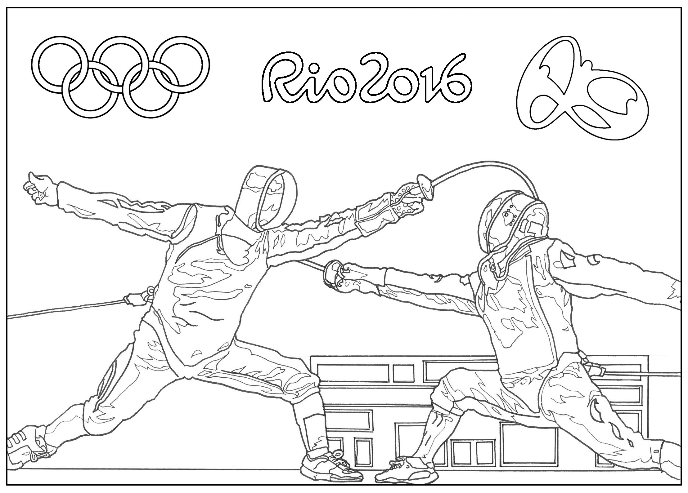 Coloriage Jeux Olympiques Rio 2016 : Escrime. Par Sofian