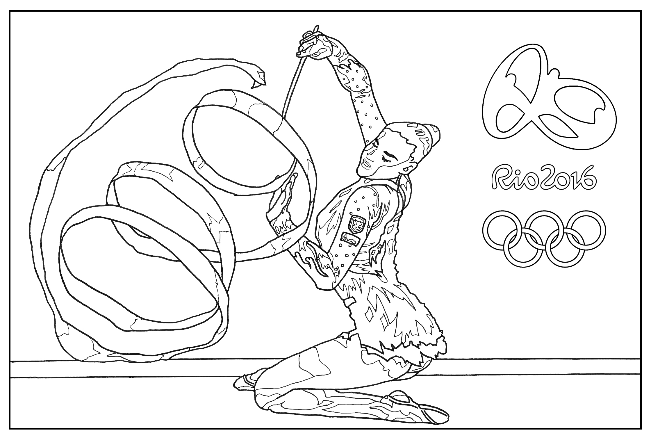 Coloriage Jeux Olympiques Rio 2016 : Gymnastique rythmique. Par Sofian