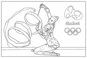 Coloriage Jeux Olympiques Rio 2016 : Gymnastique rythmique