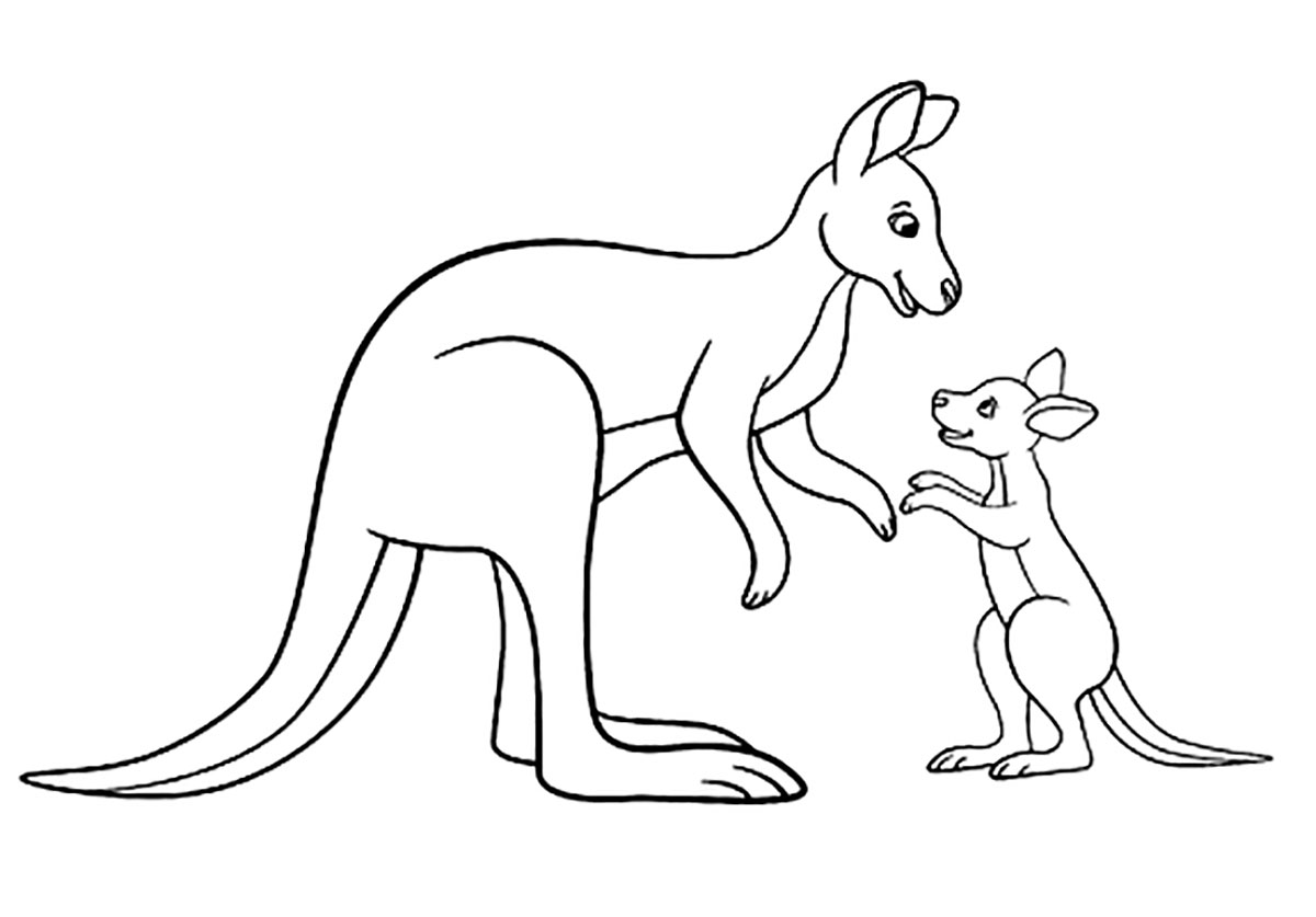 Kangourous En Famille Coloriages A Imprimer Gratuits Personnages Animaux Heros Fetes
