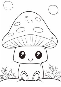 Petit champignon dessiné en style Kawaii